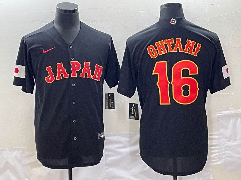 Men 2023 World Cub Japan #16 Ohtani Black Nike MLB Jersey8->more jerseys->MLB Jersey